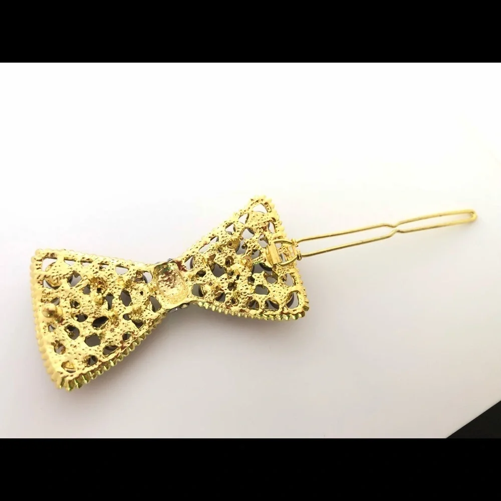 Chocolate Pearl Barrette Bow Hair Clip Pin